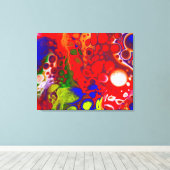 KleurPop | Red Blue Fluid Art Canvas Afdruk (Insitu (Houten vloer))