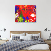 KleurPop | Red Blue Fluid Art Canvas Afdruk (Insitu (Slaapkamer))