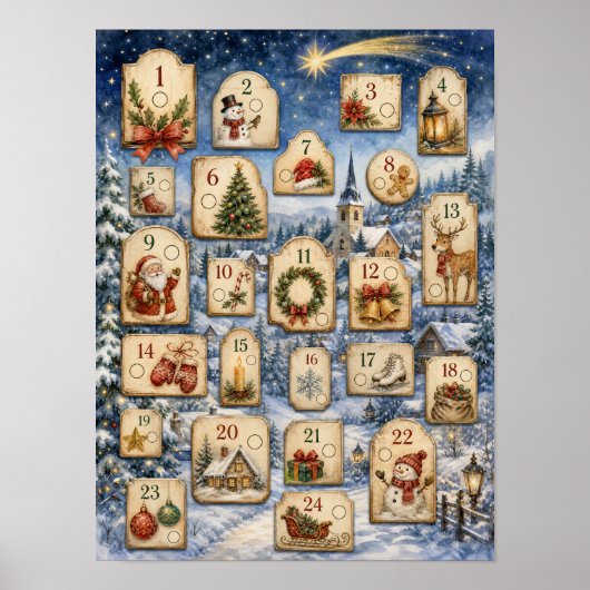Kleurposter Oude Kersttelling Poster (Voorkant)