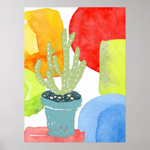 Kleurpotcactus Poster