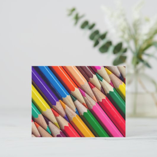 kleurpotloden, achtergrond, structuur briefkaart (Staand voorkant)