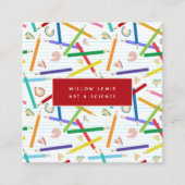 Kleurpotloden Art School Teacher Tutoring Vierkante Visitekaartje (Voorkant)