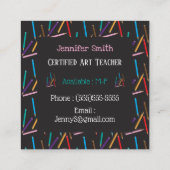 Kleurpotloden Art Teacher Zwart Contact Kaarten Vierkante Visitekaartje (Achterkant)