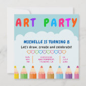 Kleurpotloden Kinder kunstfeestje Verjaardagsuitno Kaart (Voorkant)
