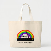 Kleurpotloden Kleur een regenboog boodschappentas