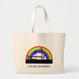 Kleurpotloden Kleur een regenboog boodschappentas Grote Tote Bag