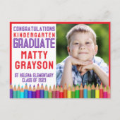 Kleurpotloden Kleuterschool Foto Afstuderen Aankondigingskaart (Voorkant)