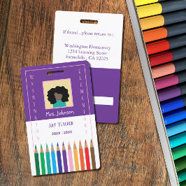 Kleurpotloden Kunstleraar Foto ID Badge