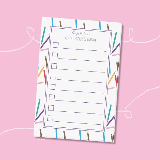 Kleurpotloden Lijst Teacher to Do Post-It Notes
