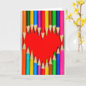 Kleurpotloden met het Wenskaart van de Vorm van Kaart (Gele Bloem)