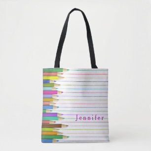 Kleurpotloden Ontwerp Terug Naar School Maatwerk Tote Bag