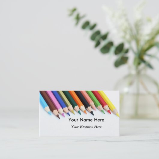 Kleurpotloden op maat visitekaartje (Staand voorkant)