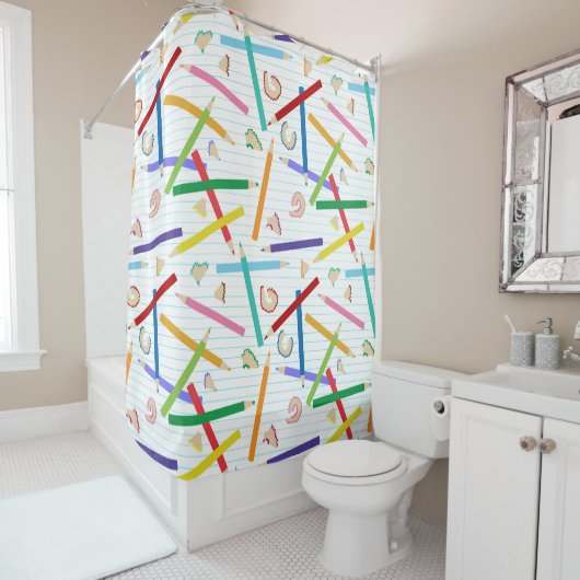 Kleurpotloden Patroon Kinderen Douchegordijn (In situ)