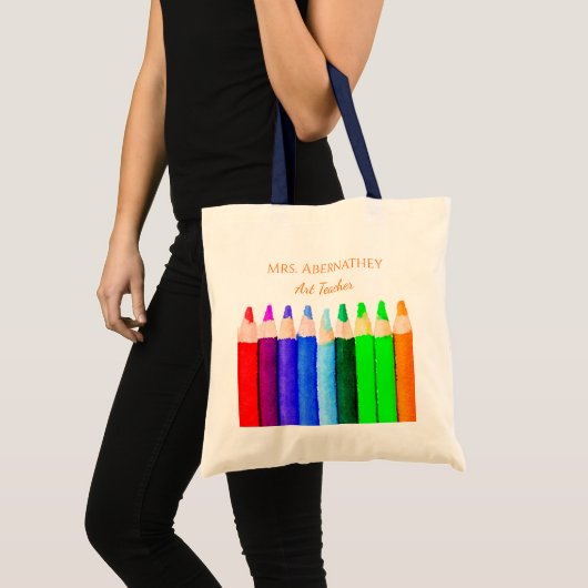 Kleurpotloden Terug naar school Aangepaste docente Tote Bag (Voorkant (product))