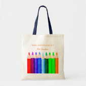 Kleurpotloden Terug naar school Aangepaste docente Tote Bag (Voorkant)