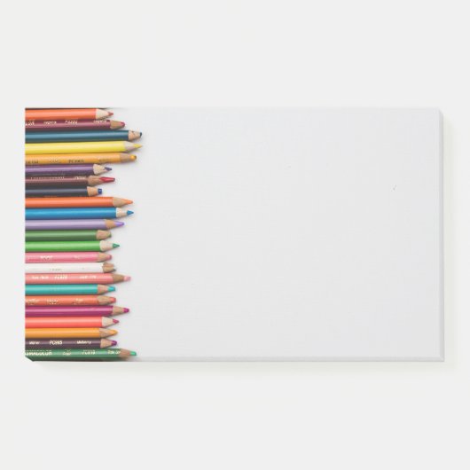Kleurpotloden, verf, meerkleurig artistiek gereeds post-it® notes (Voorkant)