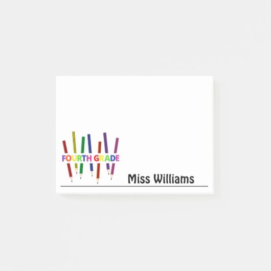 Kleurpotloden Vierde Klas Leraar Post-it® Notes (Voorkant)