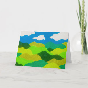 Kleurpotlood Abstract Landschap Blauwe Lucht Kaart