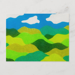 Kleurpotlood Abstract Landschap Blauwe Lucht Postk Briefkaart