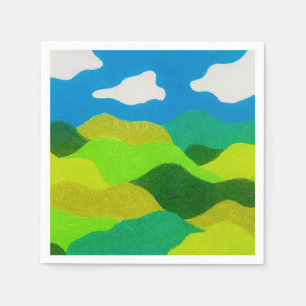 Kleurpotlood Abstract Landschap Blauwe Lucht Servet
