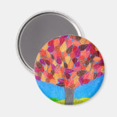 Kleurpotlood Boom met Bladeren Tekening Magneet (Voorkant / Achterkant)