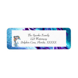 Kleurpotlood Colorful Dolphin die uit water spring Etiket