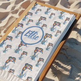 Kleurpotlood Dolfijnen Monogram Patroon Strandlaken