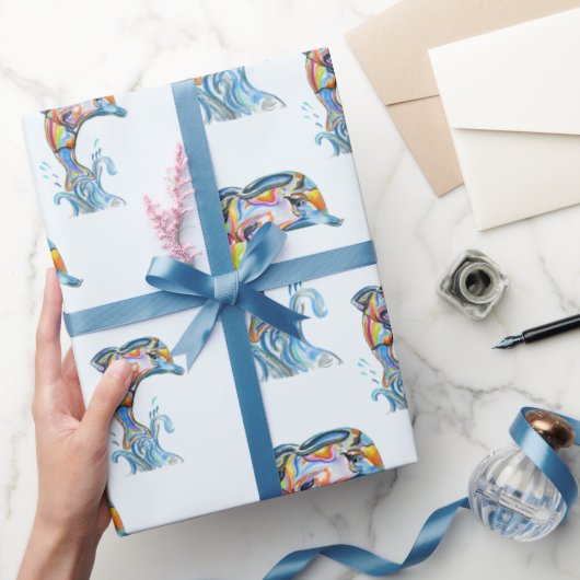Kleurpotlood Dolfijnen Springen Uit Water Cadeaupapier (Geschenken)