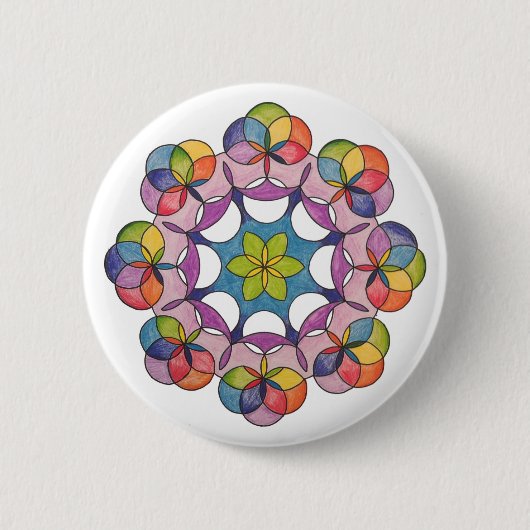 Kleurpotlood Geometric Mandala Spiritueel Ronde Button 5,7 Cm (Voorkant)