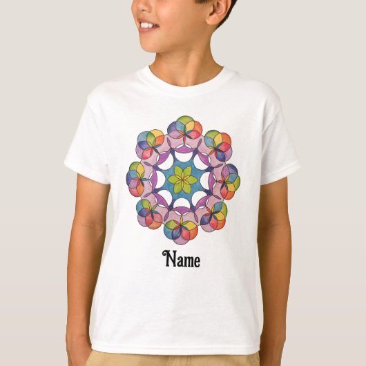 Kleurpotlood Geometrische Mandala Gepersonaliseerd T-shirt (Voorkant)