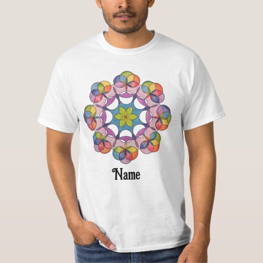Kleurpotlood Geometrische Mandala Gepersonaliseerd T-shirt (Voorkant)