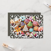 Kleurpotlood Kerst Motief Vakantietaart Kaart (Voorkant / Achterkant in situ)