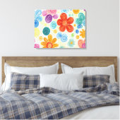 Kleurpotlood Kladber Daisy Ontwerp Canvas Afdruk (Insitu (Slaapkamer))