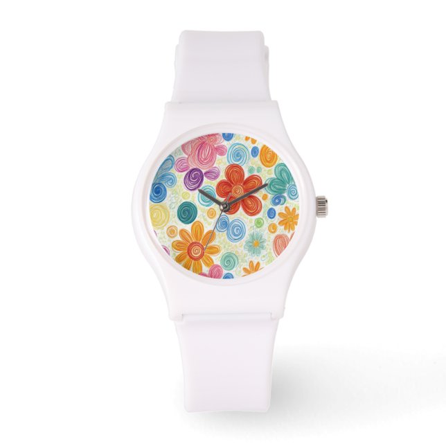 Kleurpotlood Kladber Daisy Ontwerp Horloge (Voorkant)