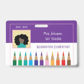 Kleurpotlood Kunstleraar Paarse horizontale badge (Front)