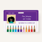 Kleurpotlood Kunstleraar Paarse horizontale badge (Voorkant)