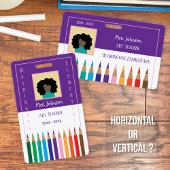 Kleurpotlood Kunstleraar Paarse horizontale badge