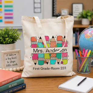 Kleurpotlood Onderwijzer Naam Klaslokaal Tote Bag