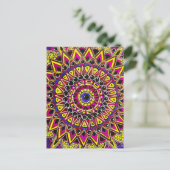 Kleurpotlood Paars Geel Mandala Briefkaart (Staand voorkant)