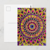Kleurpotlood Paars Geel Mandala Briefkaart (Voorkant / Achterkant)