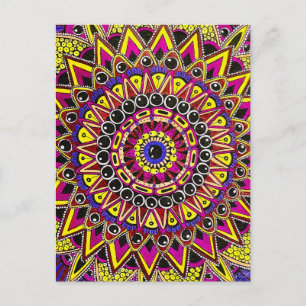 Kleurpotlood Paars Geel Mandala Briefkaart