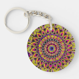 Kleurpotlood Paars Geel Mandala Briefkaart Sleutelhanger