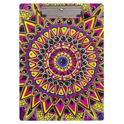 Kleurpotlood Paars Geel Mandala Klembord (Voorkant)