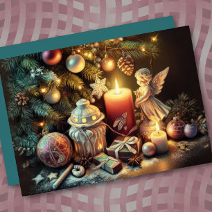 Kleurpotlood Tekening Kerst Feest Engel Kaart