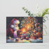 Kleurpotlood tekening Kerstvakantie Kerstman Kaart (Staand voorkant)