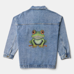 Kleurpotlood tekening kikker denim jacket