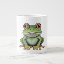 Kleurpotlood tekening kikker grote koffiekop