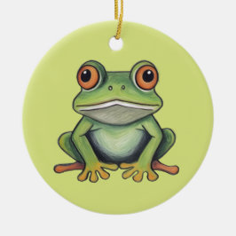 Kleurpotlood tekening kikker keramisch ornament