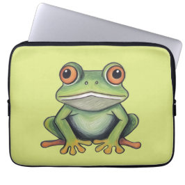 Kleurpotlood tekening kikker laptop sleeve