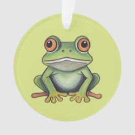 Kleurpotlood tekening kikker ornament